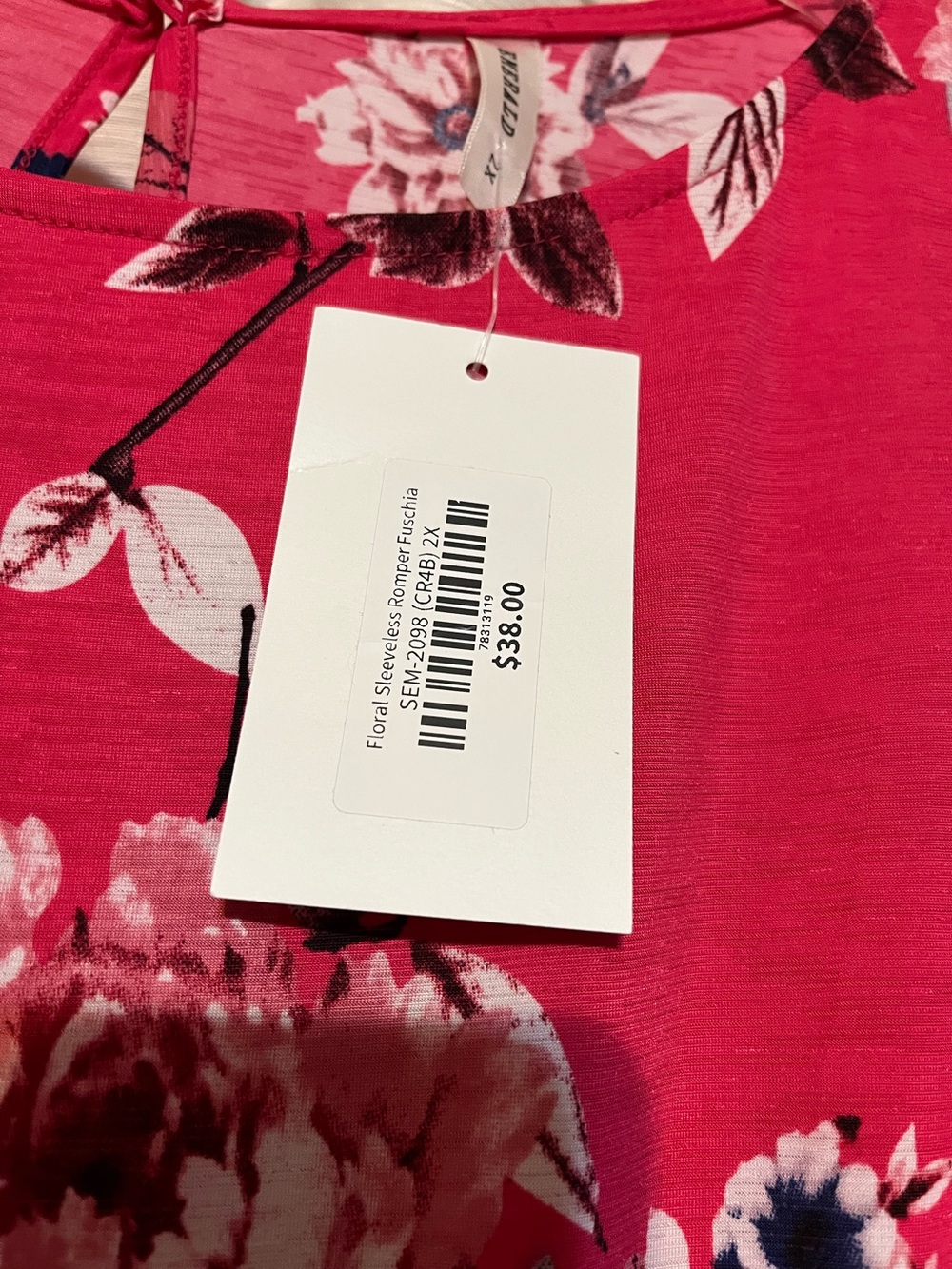 NWT 2X Romper by Emerald in gorgeous bright pink and blue floral print! - Picture 3 of 5